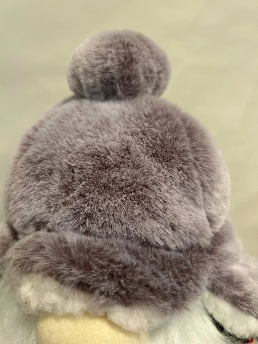 Christmas Holiday Winter Gnome with gray winter hat and wispy white beard